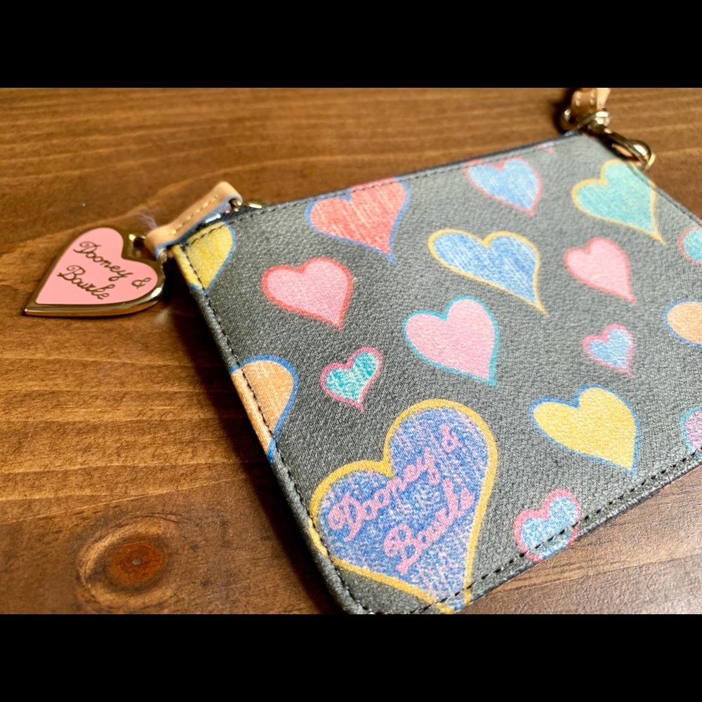 Dooney & Bourke Heart Wristlet w/ Rainbow Zipper